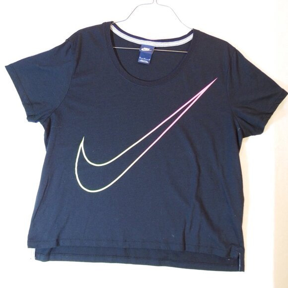 Nike Swoosh T-Shirt & Leggings Set Black top- M Bottom- L Fair Condition - Picture 2 of 10